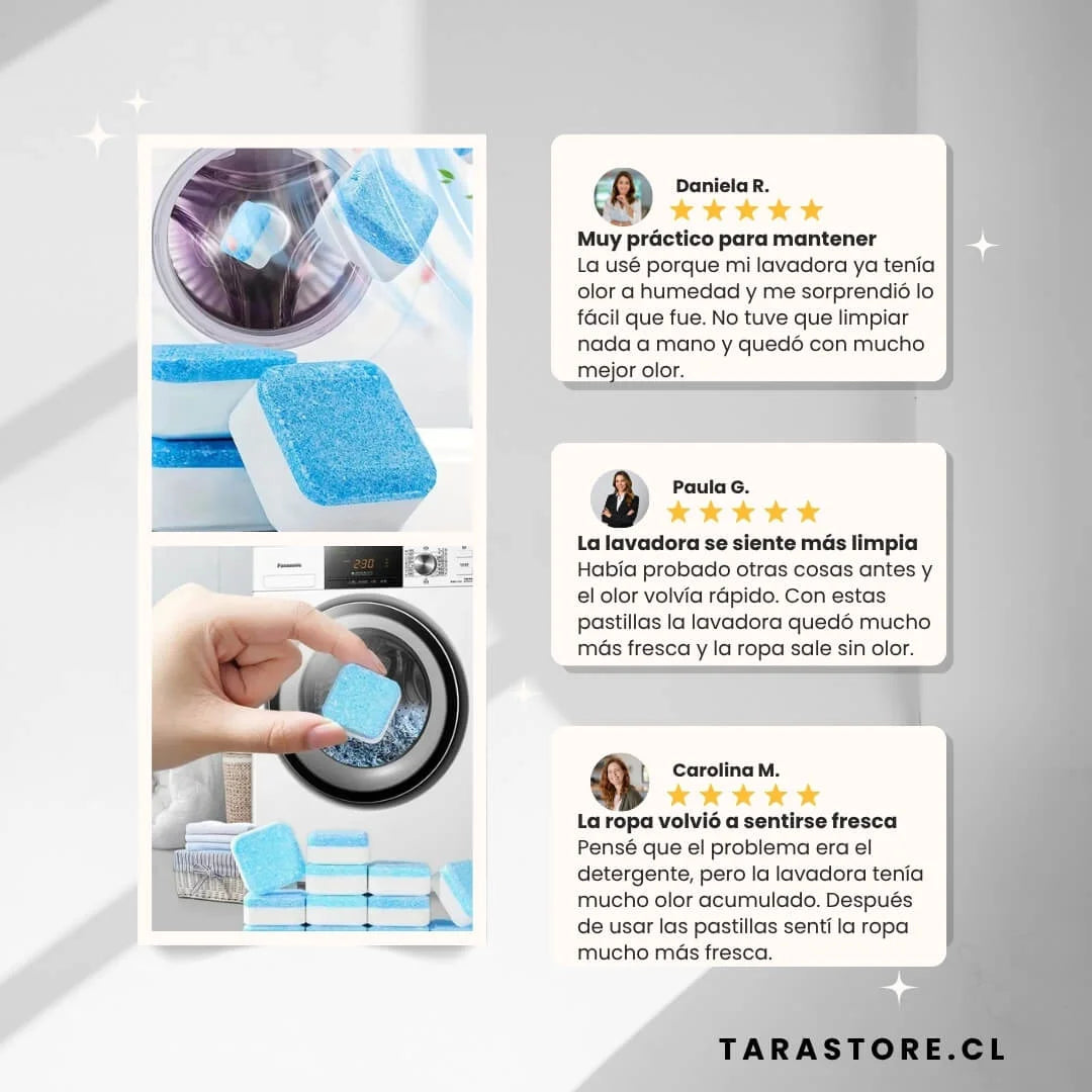 Pastilla Limpieza Total Lavadora Promo 2x1 Cajas (24 pastillas)