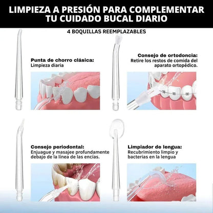 Irrigador Bucal Portátil — Limpieza Profunda Donde el Cepillo No Llega