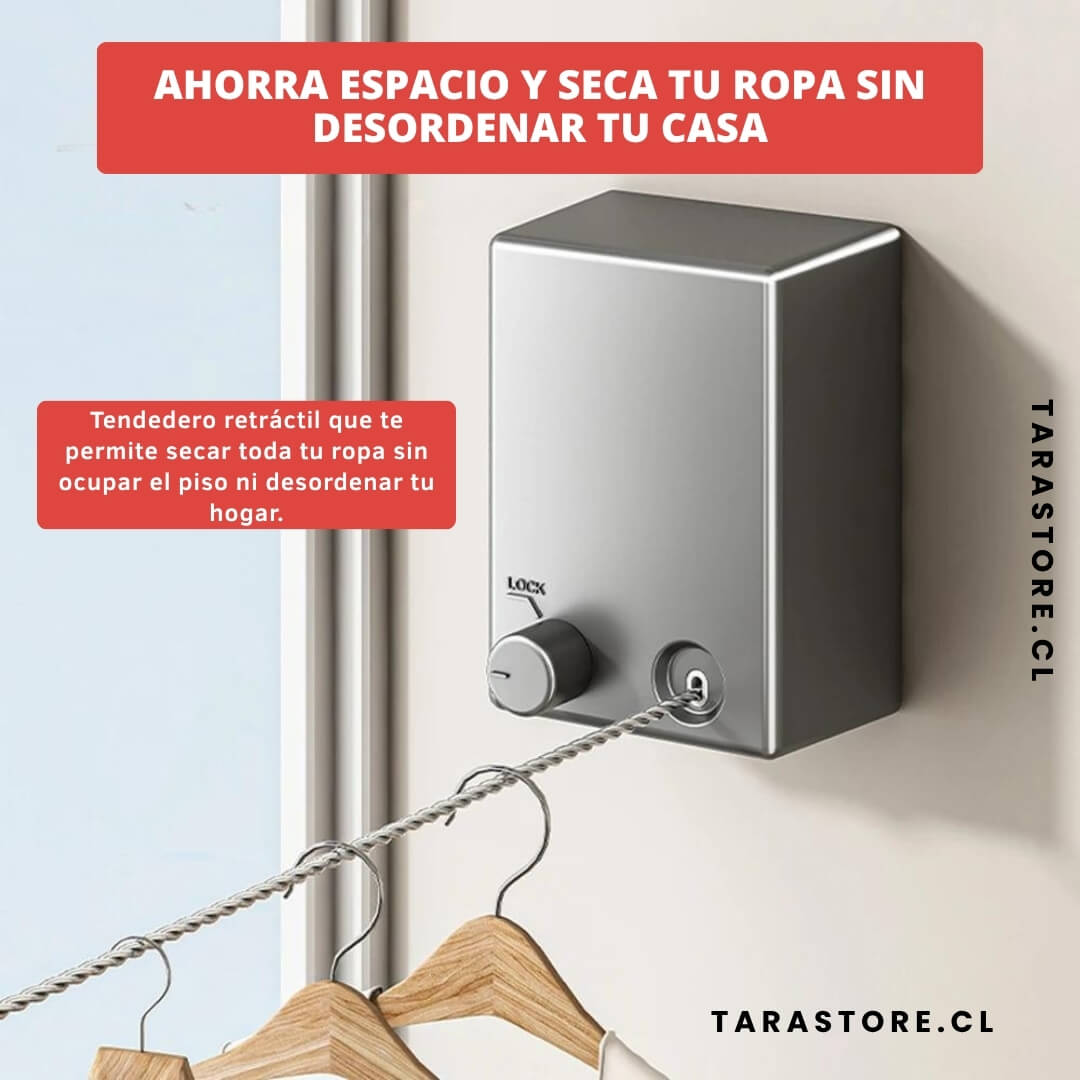 Tendedero De Ropa Retráctil Ahorra Espacio