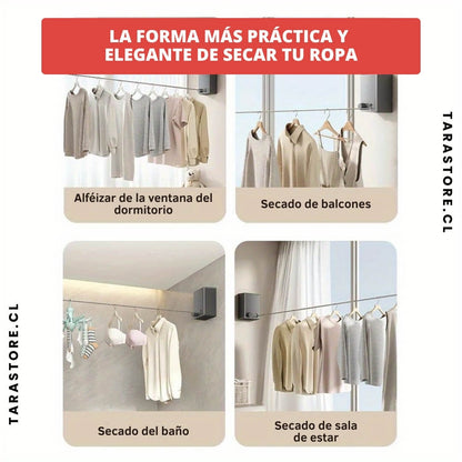 Tendedero De Ropa Retráctil Ahorra Espacio