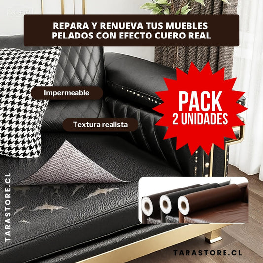 Pack 2 Rollos Autoadhesivos Cuero Repara Muebles dañados, pelados o envejecidos