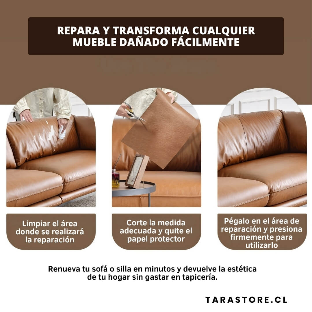 Pack 2 Rollos Autoadhesivos Cuero Repara Muebles dañados, pelados o envejecidos