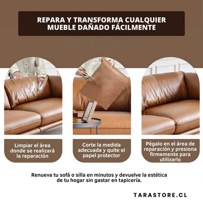 Pack 2 Rollos Autoadhesivos Cuero Repara Muebles dañados, pelados o envejecidos