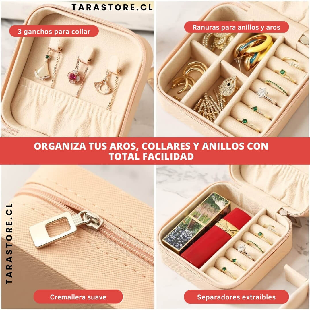 Elegancia Mini Joyero Rosa Para anillos, aretes, colgantes, relojes | Estilo y Elegancia