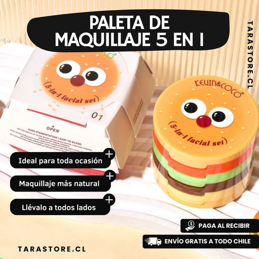 Paleta de Maquillaje 5 en 1 Diseño Hamburguesa