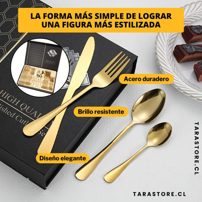 Juego De Cubiertos De 24 Piezas Dorado - Calidad y Lujo incomparable en tu mesa