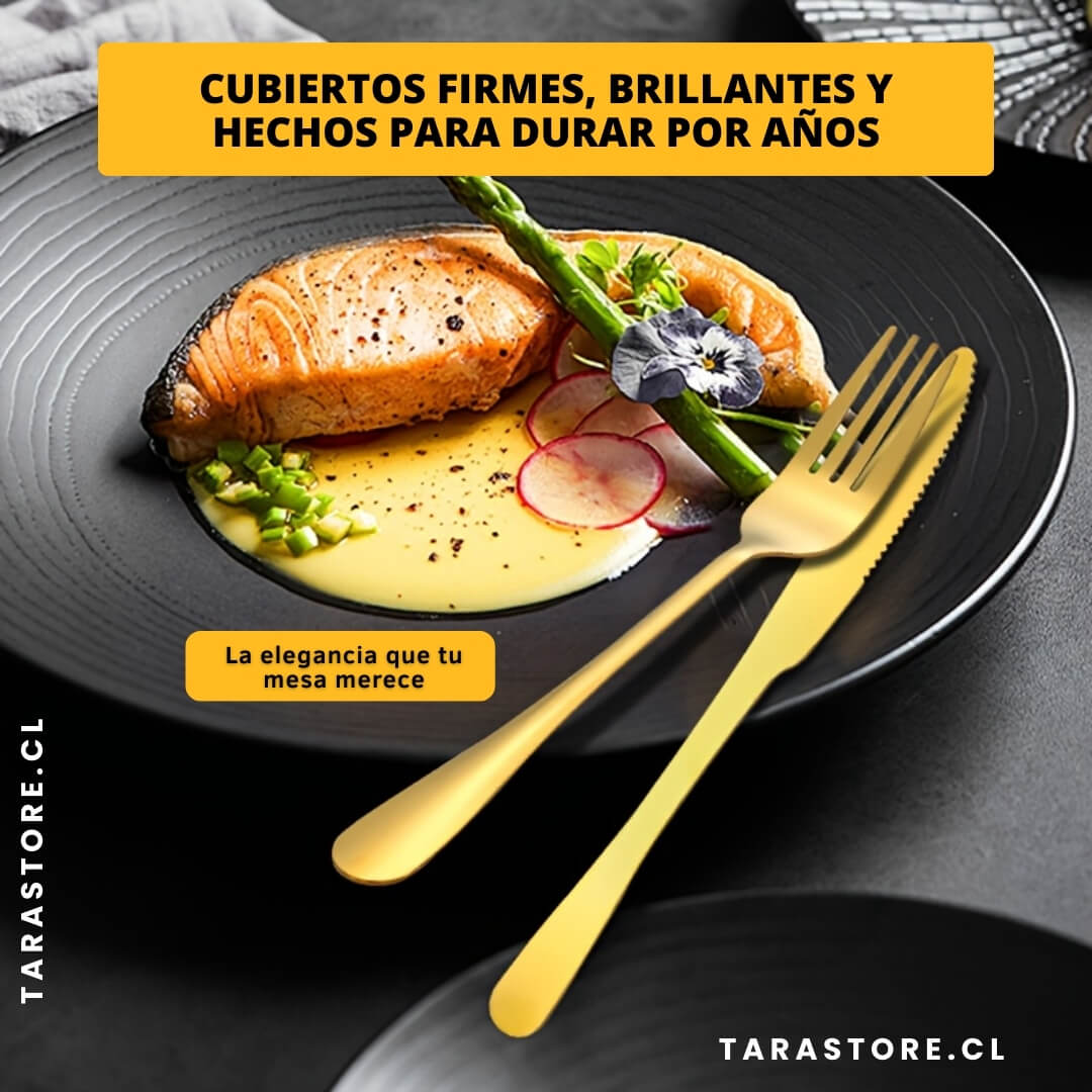 Juego De Cubiertos De 24 Piezas Dorado - Calidad y Lujo incomparable en tu mesa