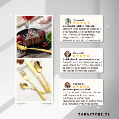 Juego De Cubiertos De 24 Piezas Dorado - Calidad y Lujo incomparable en tu mesa