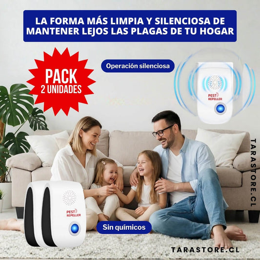 Pack 2 Repelentes Ultrasónico Anti Plagas - No Más Ratones Arañas Cucarachas