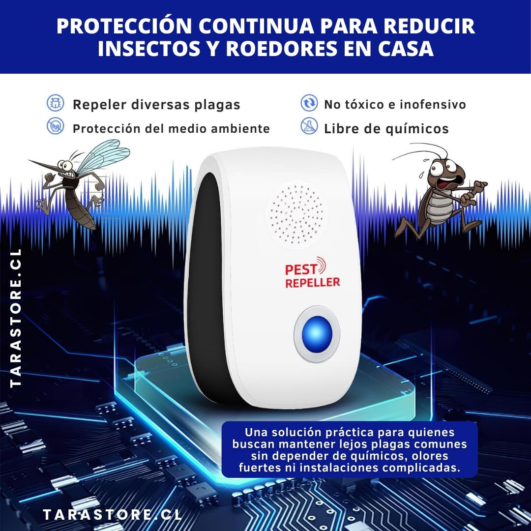 Pack 2 Repelentes Ultrasónico Anti Plagas - No Más Ratones Arañas Cucarachas