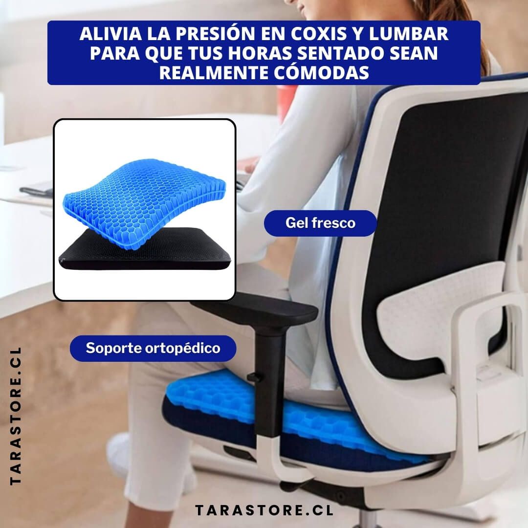 Cojín de Gel Ortopédico - Reduce la Presión en Caderas, Coxis y Lumbar