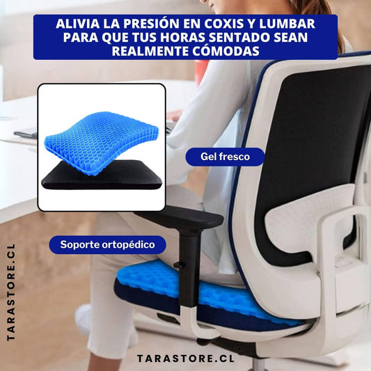 Cojín de Gel Ortopédico - Reduce la Presión en Caderas, Coxis y Lumbar