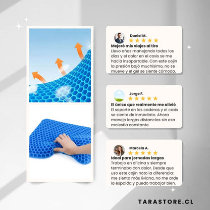Cojín de Gel Ortopédico - Reduce la Presión en Caderas, Coxis y Lumbar