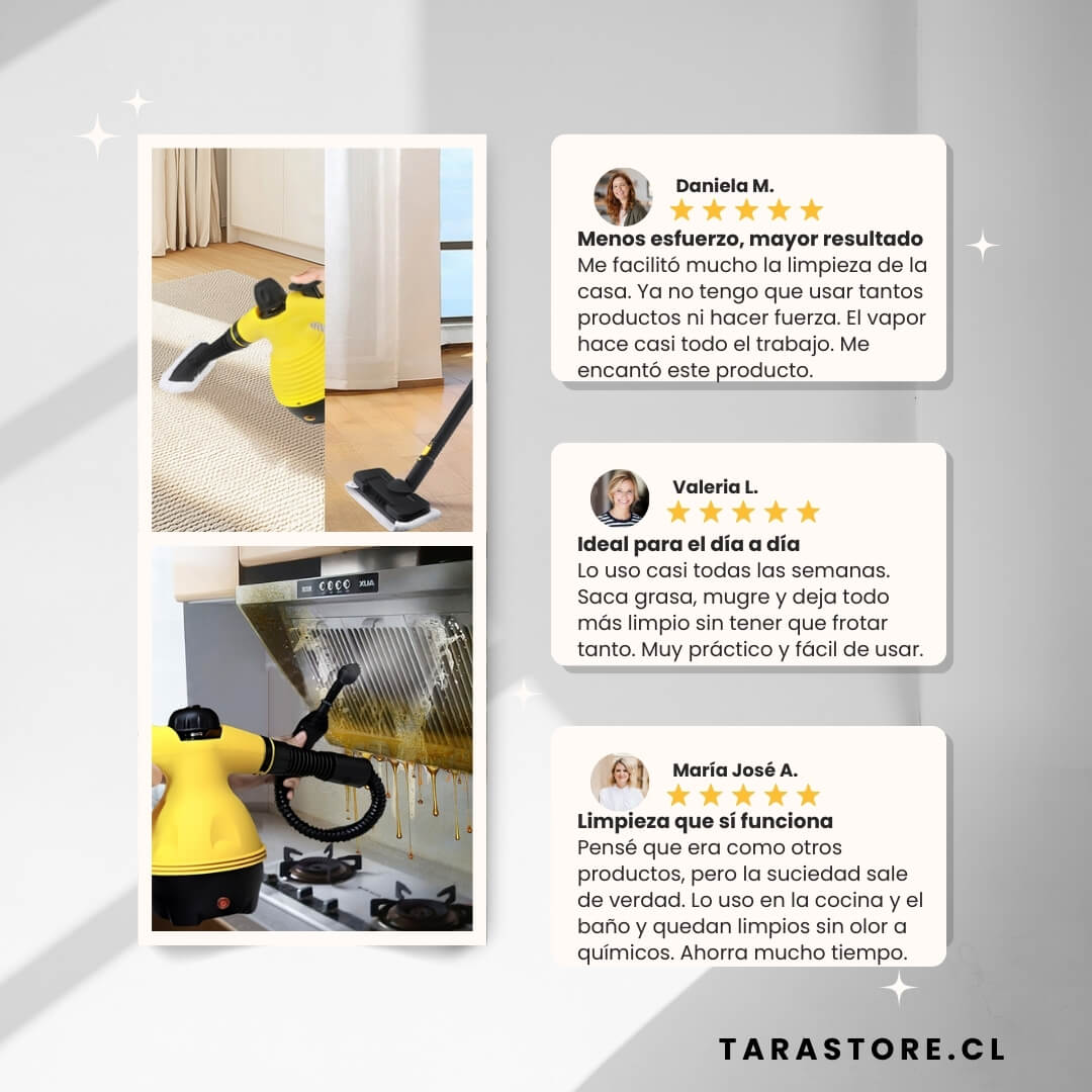 Limpiador a Vapor Multifuncional - Hogar libre de suciedad y bacterias