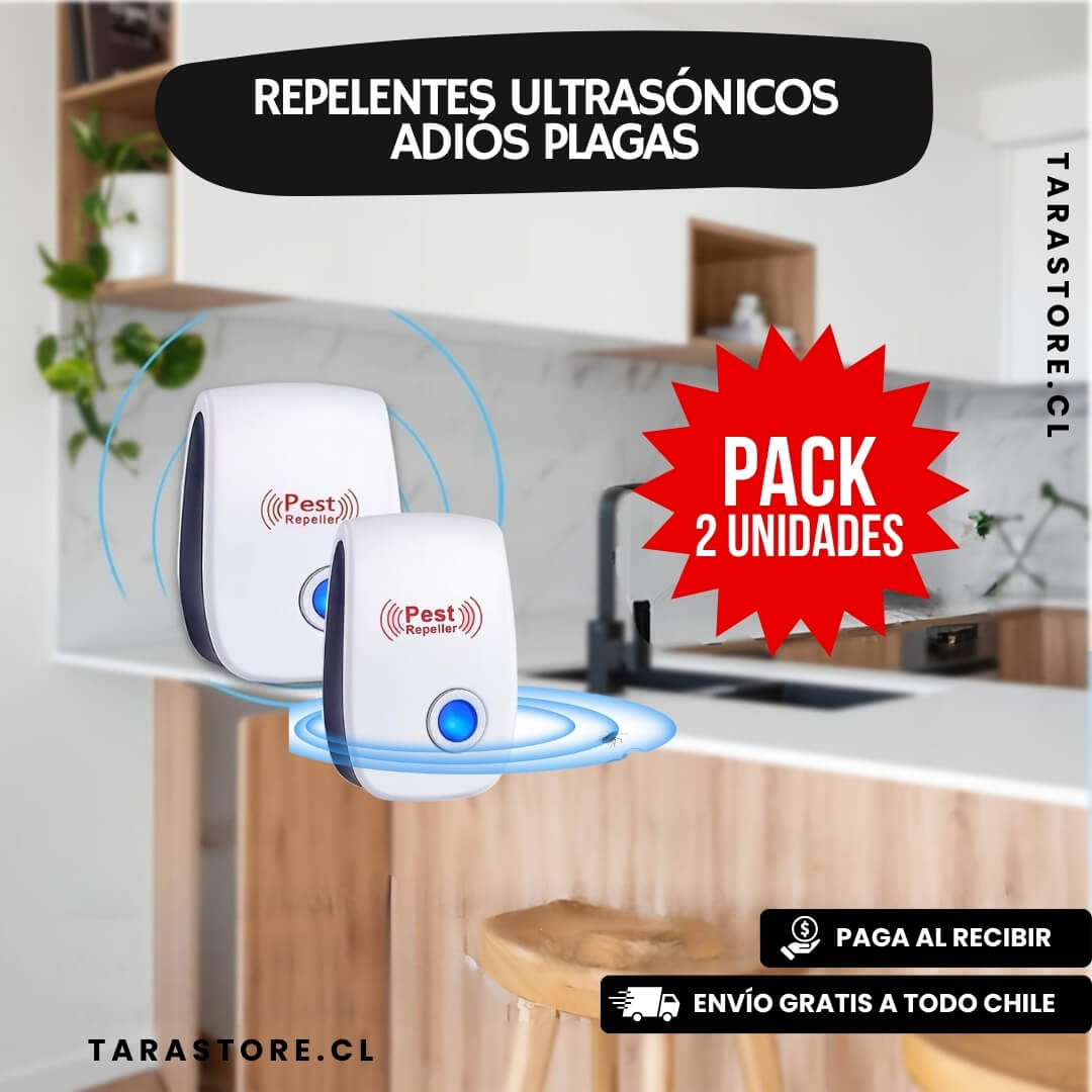 Pack 2 Repelentes Ultrasónico Adiós Rodeores Cucarachas