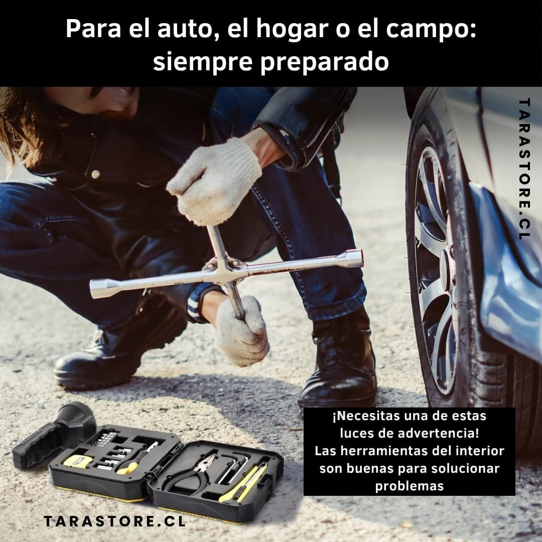 Linterna Solar Power Bank + Kit Herramientas Todo en Uno