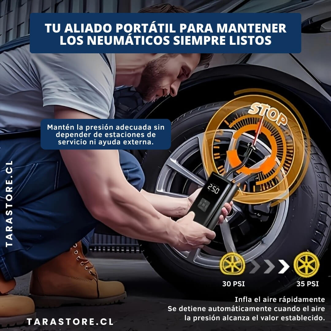 Compresor De Aire Portatil 12V - Infla neumáticos en segundos