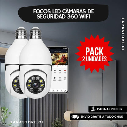 Pack 2 Focos LED Cámaras De Seguridad 360