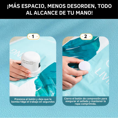 Pack Bomba Al Vacio Para Ropa + Bolsa 80x110cm