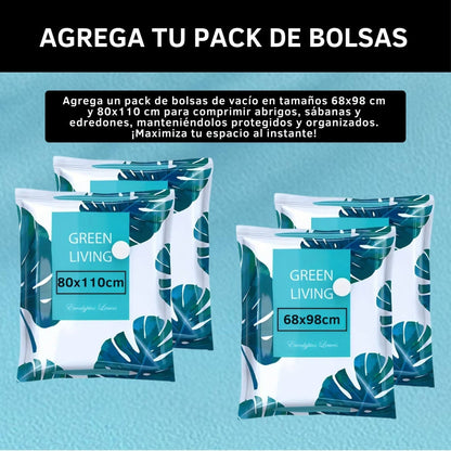 Pack Bomba Al Vacio Para Ropa + Bolsa 80x110cm