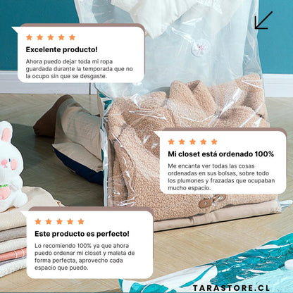 Pack Bomba Al Vacio Para Ropa + Bolsa 80x110cm