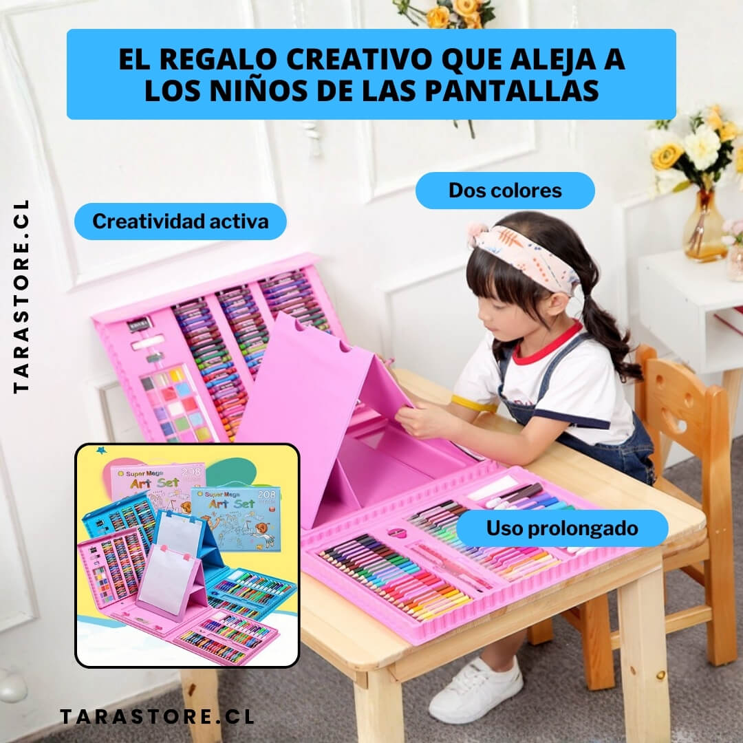 Maleta Set de Arte y Dibujo 208 Piezas - Desarrollo Imaginación y Creatividad