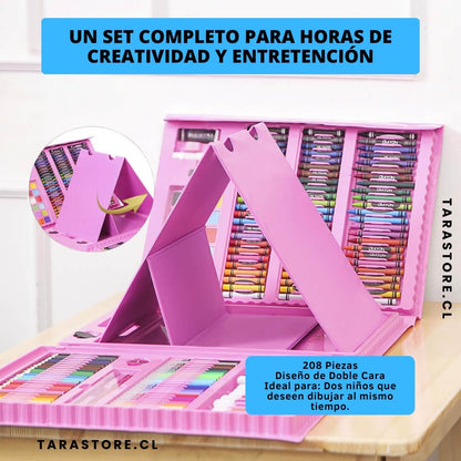 Maleta Set de Arte y Dibujo 208 Piezas - Desarrollo Imaginación y Creatividad