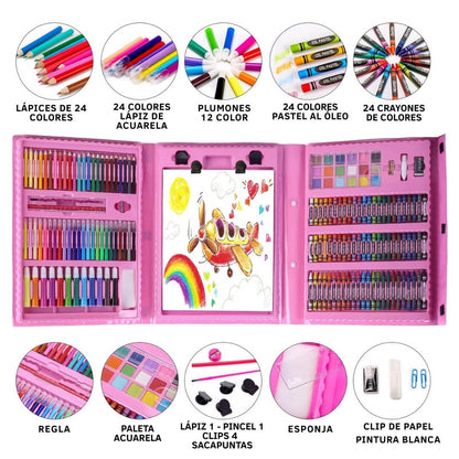 Maleta Set de Arte y Dibujo 208 Piezas - Desarrollo Imaginación y Creatividad