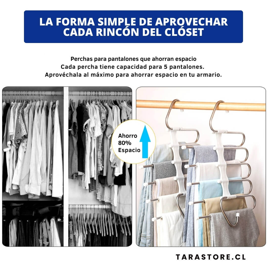 Colgadores Para Pantalones Pack 3 Unidades - Ahorra Espacio y Tiempo Al Ordenar La Ropa
