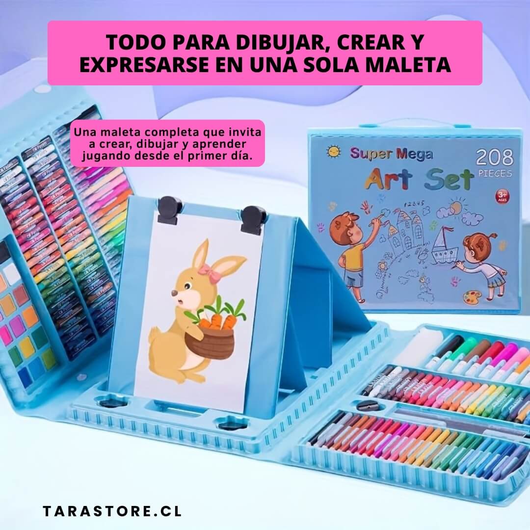 Maleta Set de Arte y Dibujo 208 Piezas - Desarrollo Imaginación y Creatividad