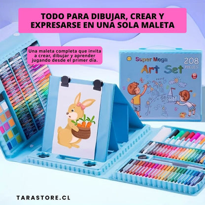 Maleta Set de Arte y Dibujo 208 Piezas - Desarrollo Imaginación y Creatividad