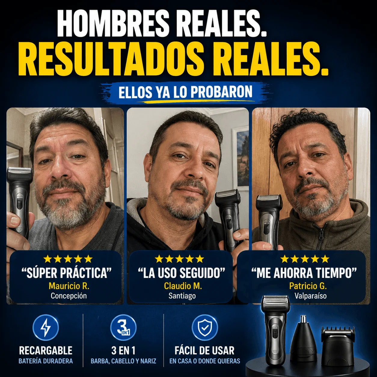 Kit 360° Afeitadora 3 en 1 — Que Ningún Detalle Arruine una Buena Impresión