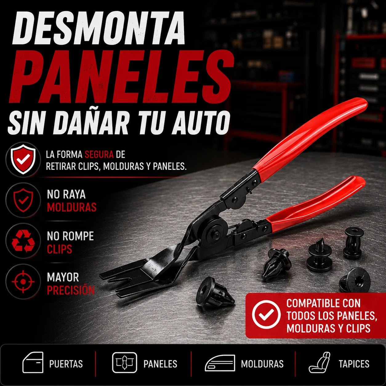 Alicate para Desmontar Paneles de Auto — Sin Rayar, Sin Romper, Sin Marcar