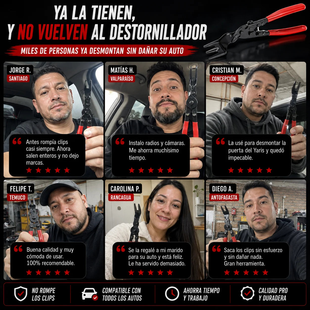 Alicate para Desmontar Paneles de Auto — Sin Rayar, Sin Romper, Sin Marcar