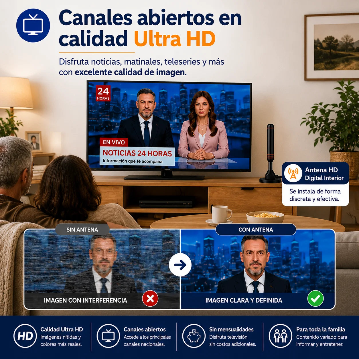 Antena Digital TV Ultra HD — Canales Gratis Sin Mensualidades | Promo 2x1