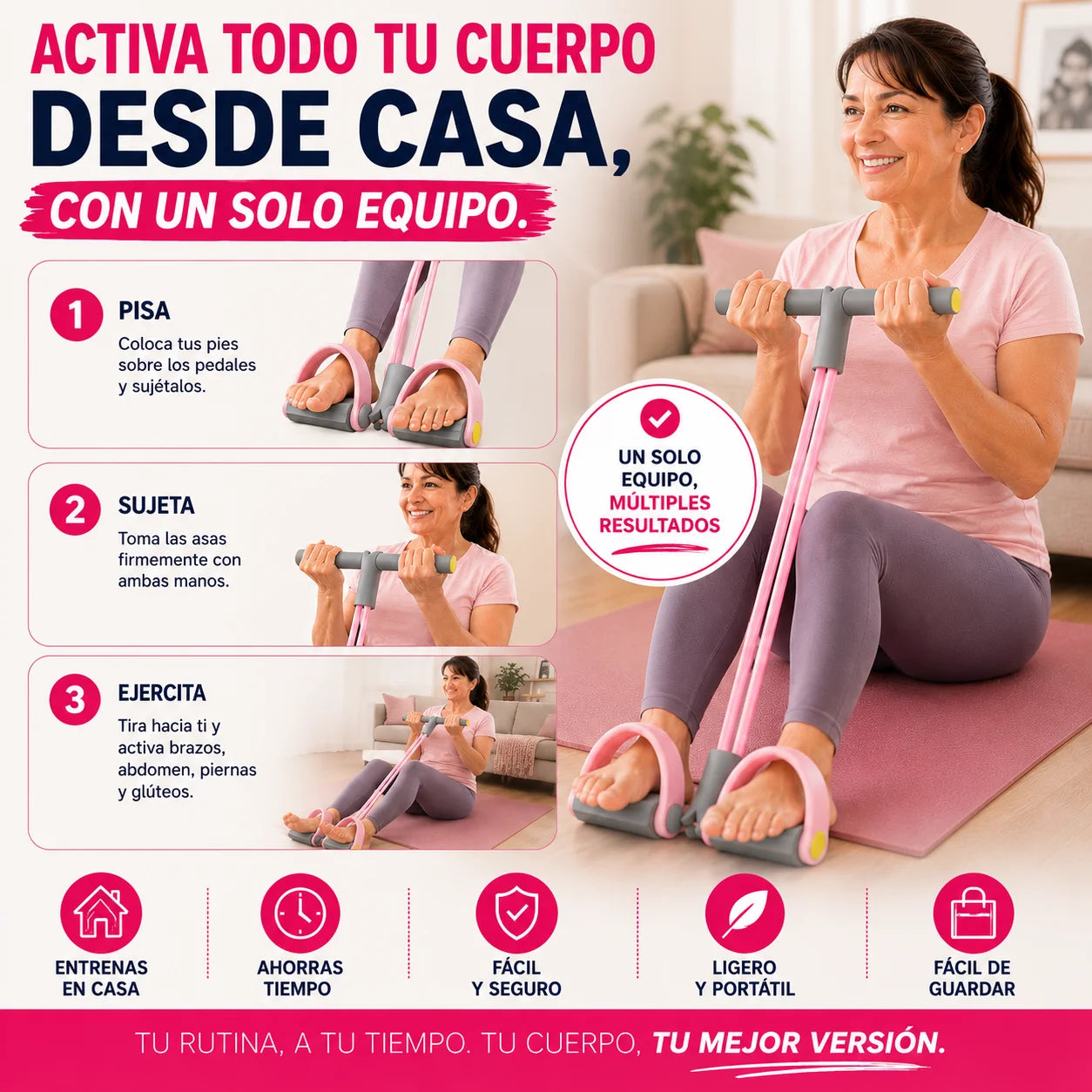 Bandas de Resistencia con Pedal — Ejercítate De Manera Segura Sin Dañar Tu Espalda