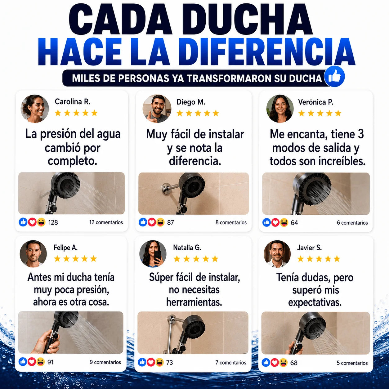 Pack 2 Cabezales Ducha Alta Presion - Piel Sana y Libre de Químicos