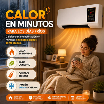 Calefactor Aire Acondicionado SmartHeat 2 en 1 — Calor Inmediato y Bajo Consumo Sin Instalación