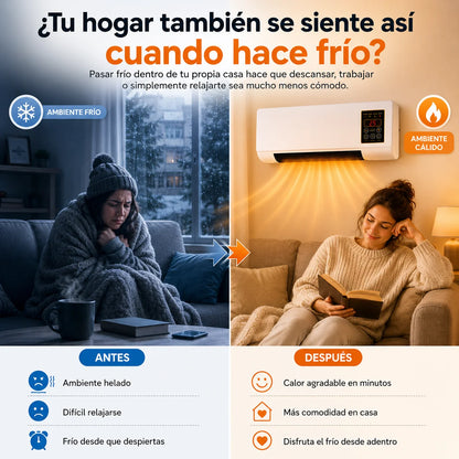 Calefactor Aire Acondicionado SmartHeat 2 en 1 — Calor Inmediato y Bajo Consumo Sin Instalación