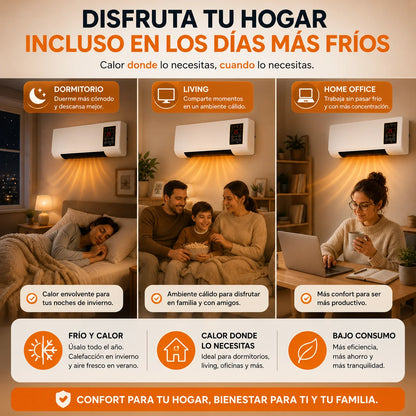 Calefactor Aire Acondicionado SmartHeat 2 en 1 — Calor Inmediato y Bajo Consumo Sin Instalación