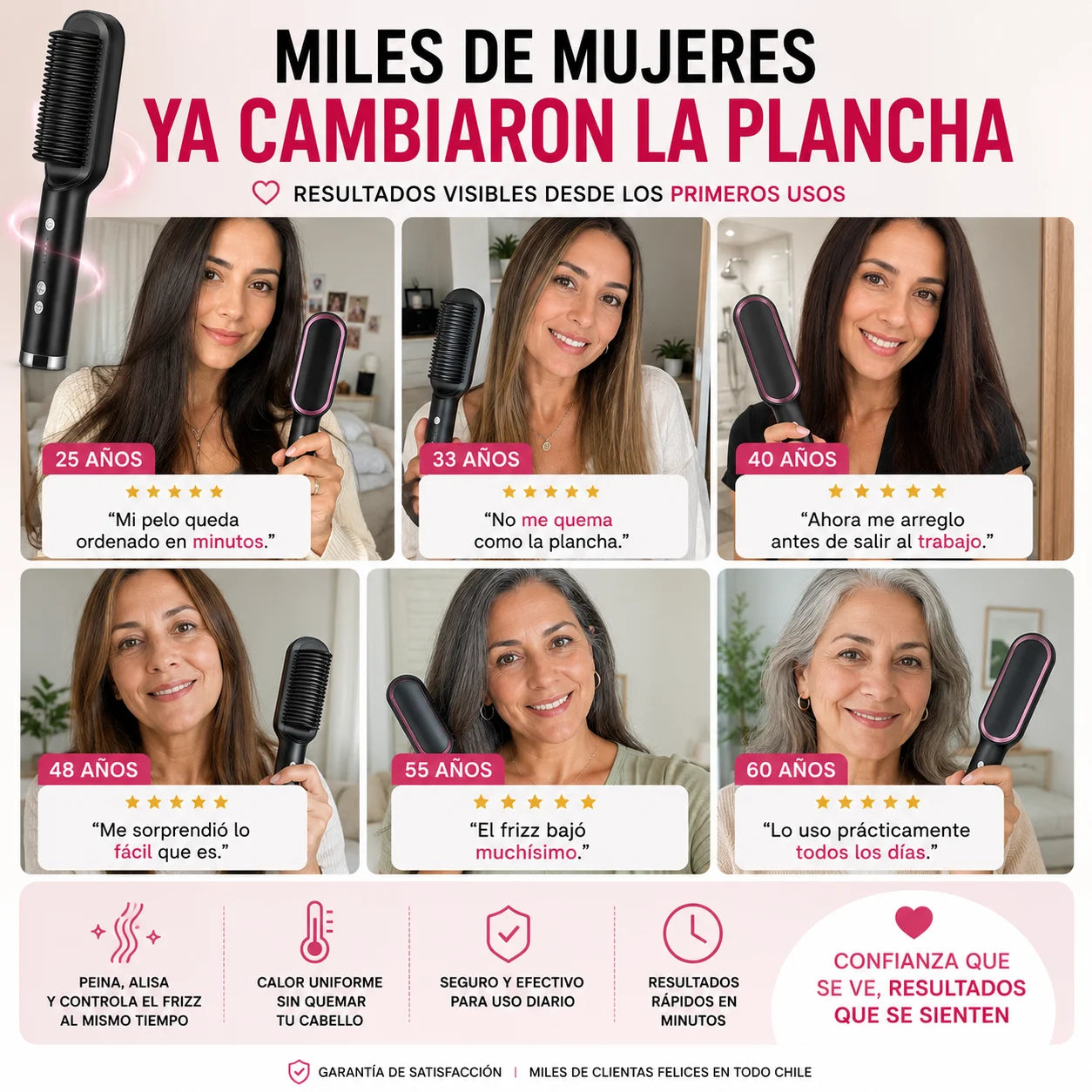Cepillo Alisador 2 en 1 — Peina y Elimina el Frizz en un Solo Movimiento