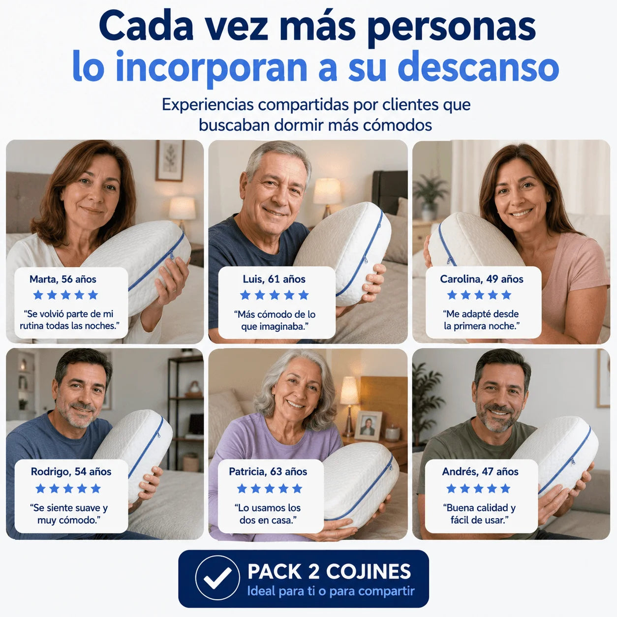 Pack 2 ErgoFlex Almohada Ortopédica — Duerme Sin Dolor de Cadera, Lumbar y Ciática