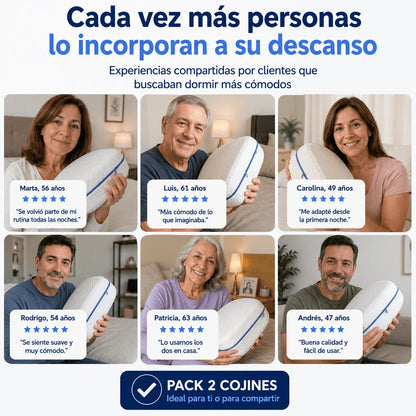 Pack 2 ErgoFlex Almohada Ortopédica — Duerme Sin Dolor de Cadera, Lumbar y Ciática