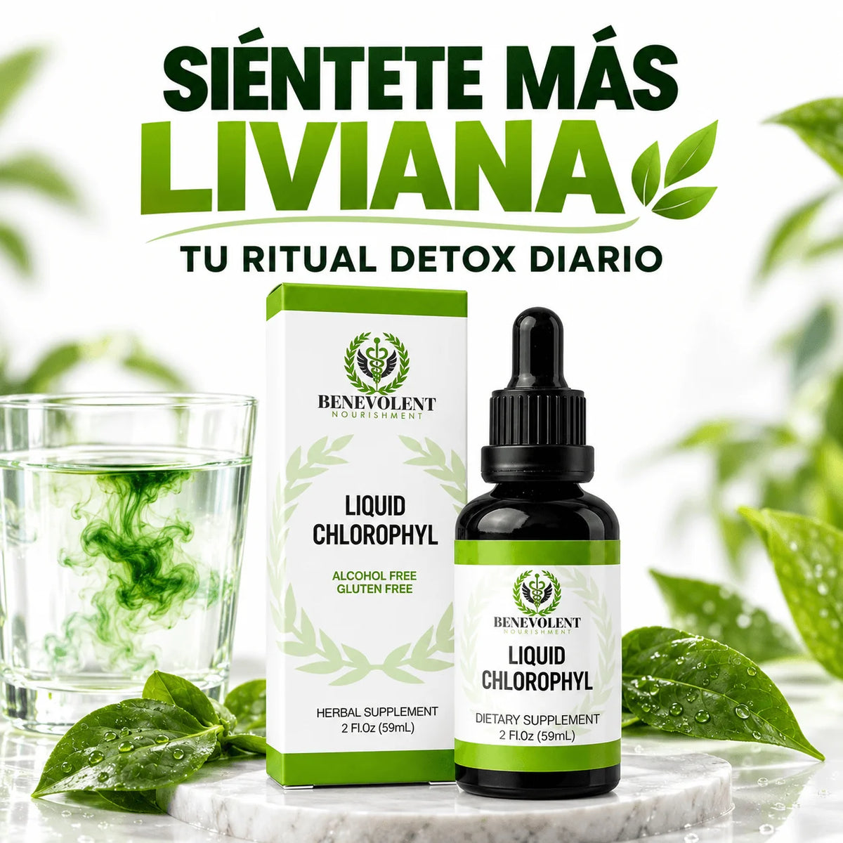 Clorofila Líquida Benevolent 60 ml — Que Sentirte Pesada no Se Vuelva tu Normal