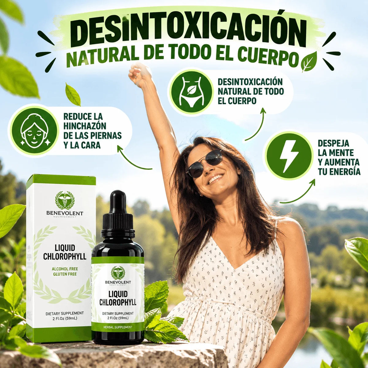Clorofila Líquida Benevolent 60 ml — Que Sentirte Pesada no Se Vuelva tu Normal