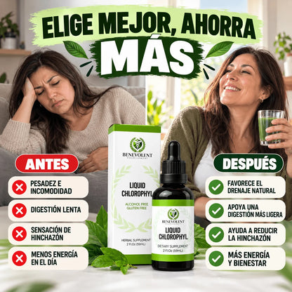 Clorofila Líquida Benevolent 60 ml — Que Sentirte Pesada no Se Vuelva tu Normal
