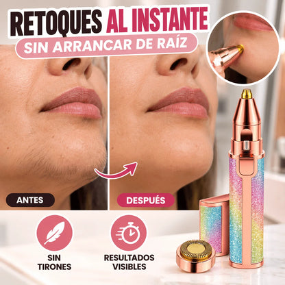 Depiladora Facial 2 en 1 Recargable — Retoca Mentón, Bozo y Cejas Sin Pinzas