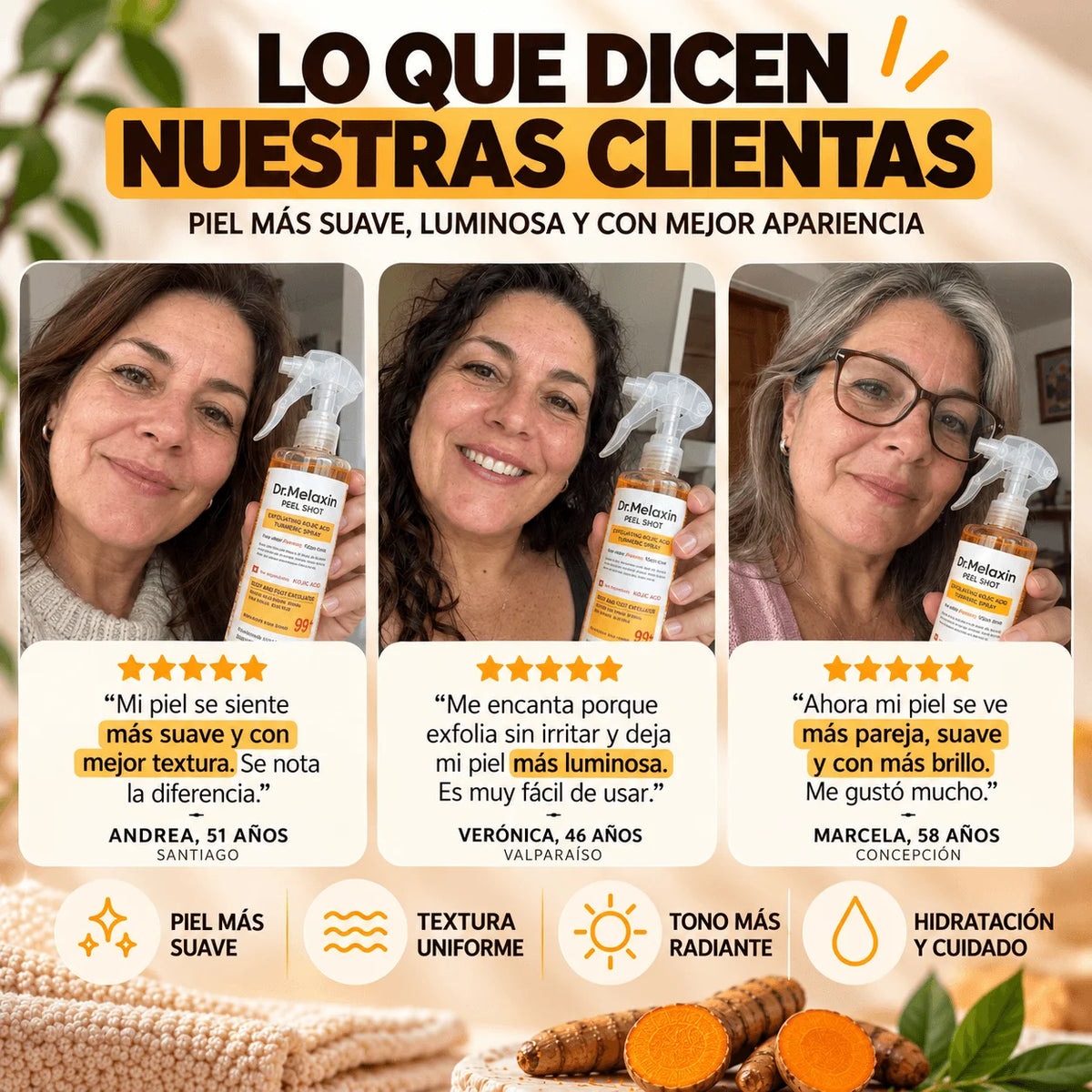 Spray Exfoliante Corporal con Ácido Kójico para Brazos, Piernas y Espalda