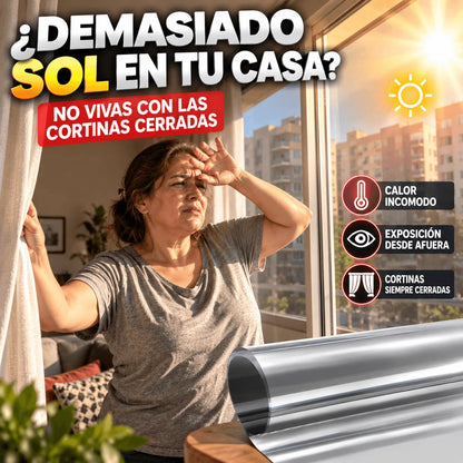 Film Polarizado UV Control Térmico y Privacidad Efecto Espejo 60cm X 5metros