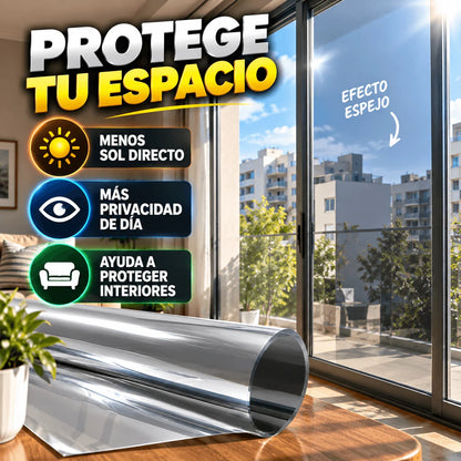 Film Polarizado UV Control Térmico y Privacidad Efecto Espejo 60cm X 5metros